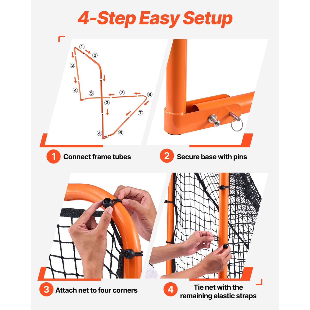 6'x6'x7' Lacrosse Goal Net Folding Backyard Lacrosse Training Equipment