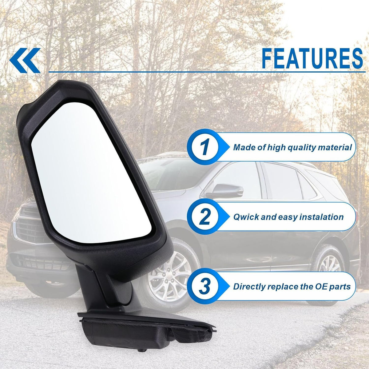 Left Driver Side Mirror Compatible with 2018 2019 2020 2021 2022 2023 2024 Chevy