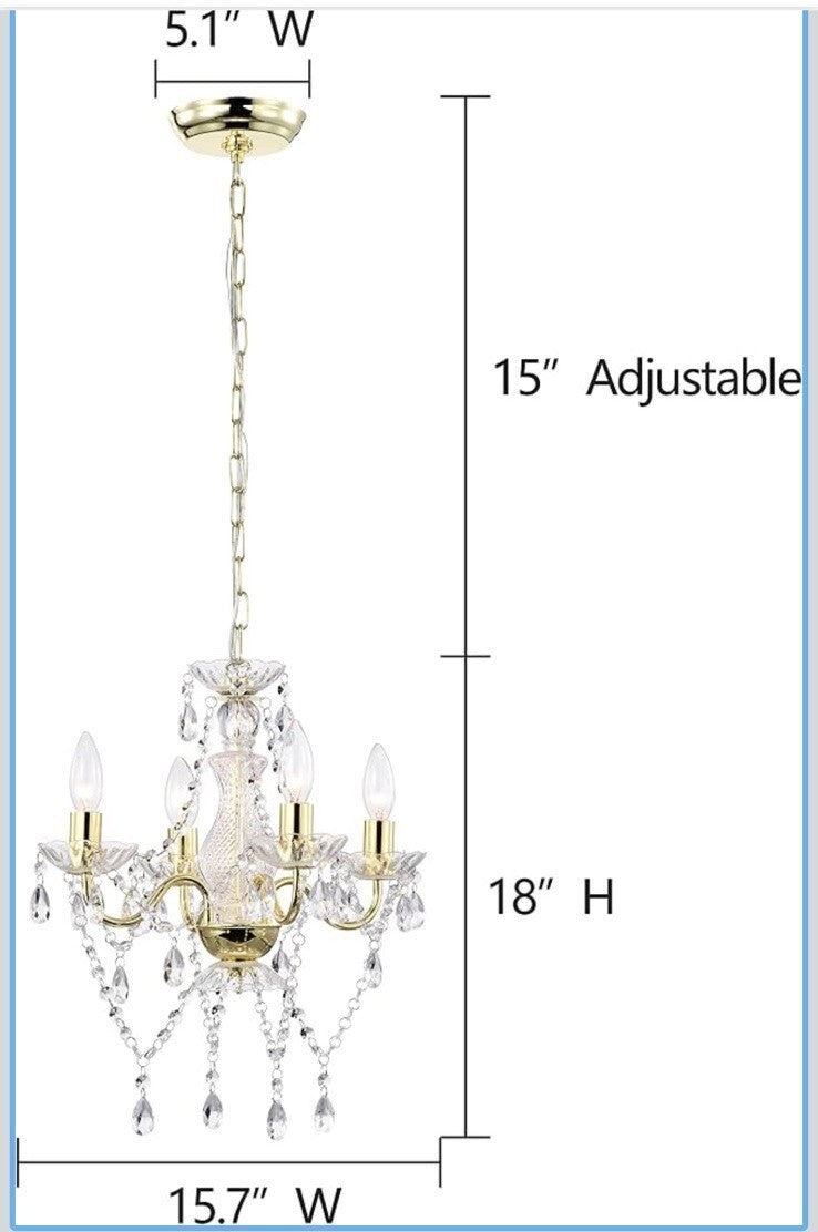 Gold Chandelier Mini Crystal Chandelier 4 Light Small Modern Chandelier
