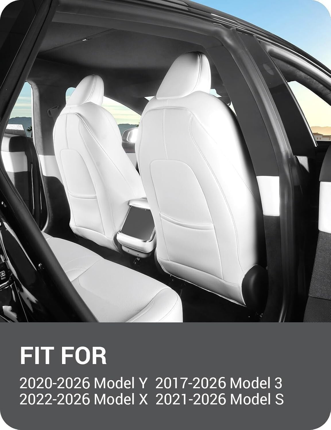 2026 Tesla Model Y(Juniper)/3/S/X Leather Seat Back Kick Protector, Backseat ...