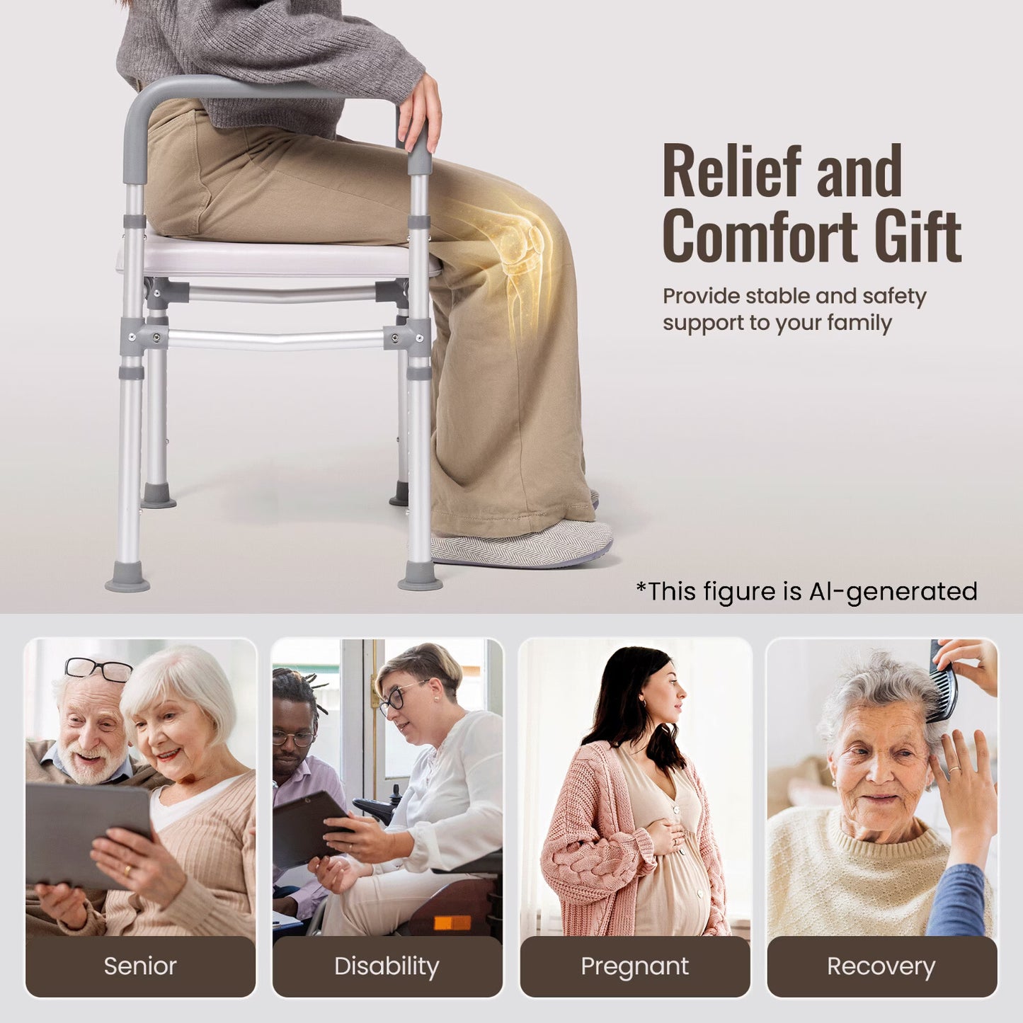 Deewow Raised Toilet Seat Risers with Handles, for Seniors, Handicap, Pregnant