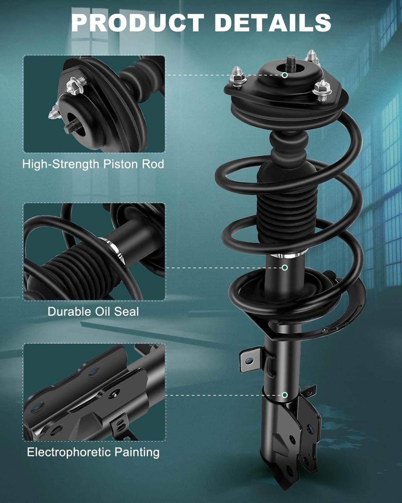 JEEP COMPASS 2007-2010 Strut Spring Assembly Front Pair Shock Absorber 172368