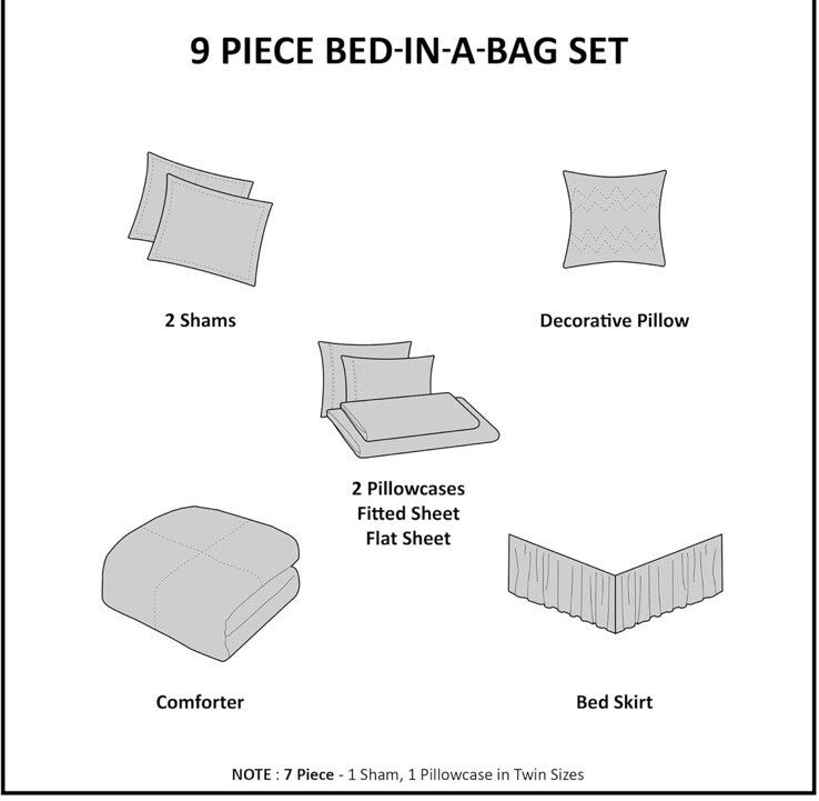 Essentials Bed in a Bag Comforter Queen  Design All Season down Alternate