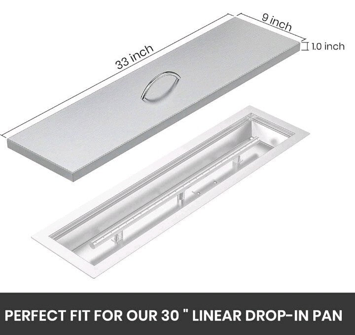 Stanbroil Fire Pit Burner Pan Cover 33" x 9", Fits 30x6 Inches Rectangular Dr