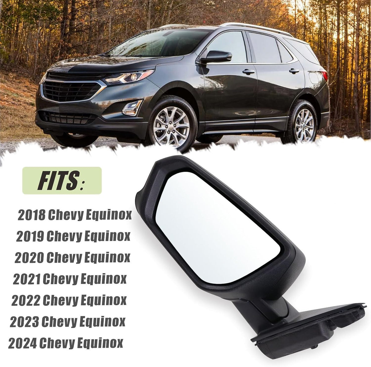 Left Driver Side Mirror Compatible with 2018 2019 2020 2021 2022 2023 2024 Chevy