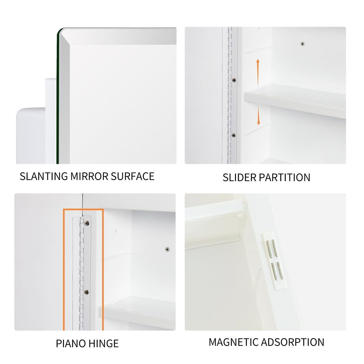 Bathroom Medicine Cabinet with Beveled Mirror, Medicine Cabinet with Storage ...