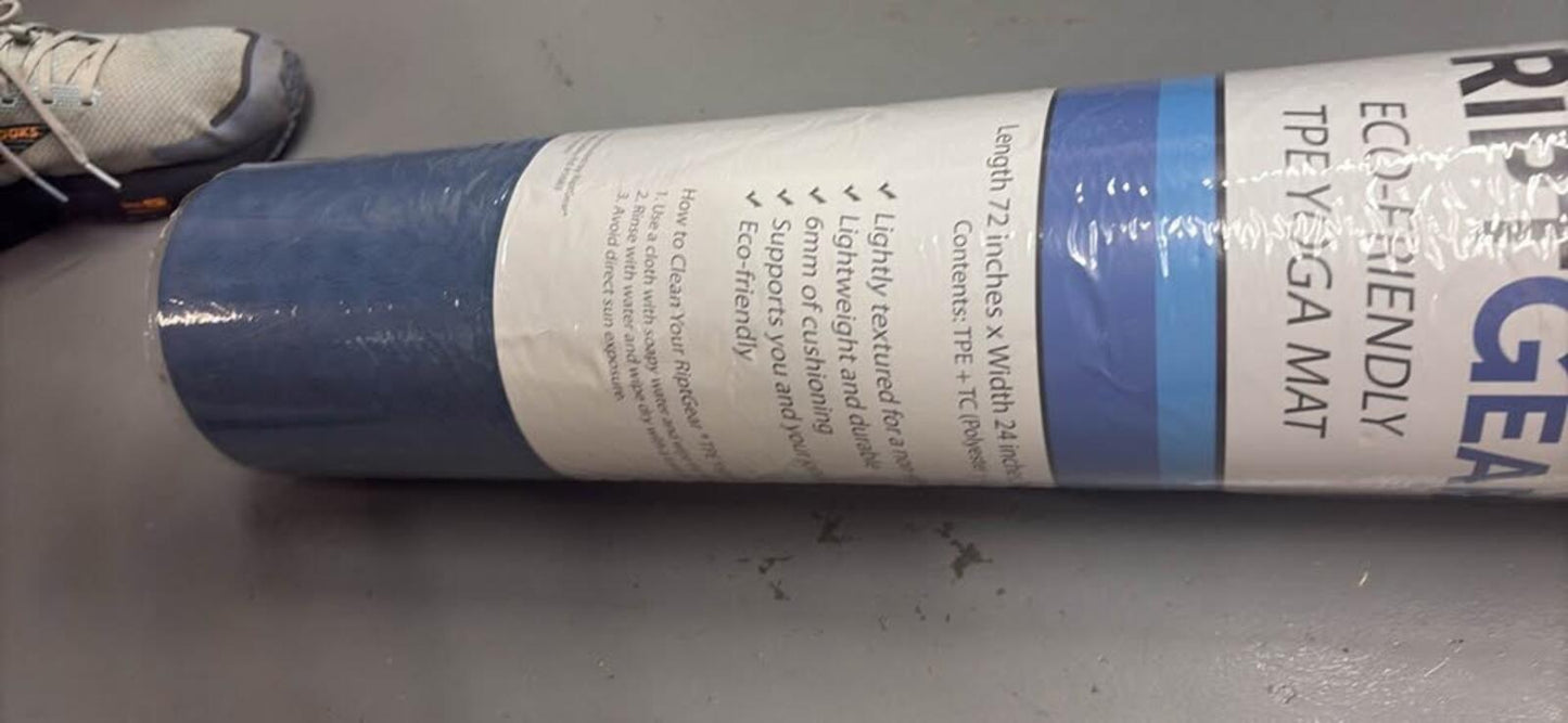 RIPTGEAR Blue Eco-Friendly TPE Yoga Mat 72x24 inch 6mm