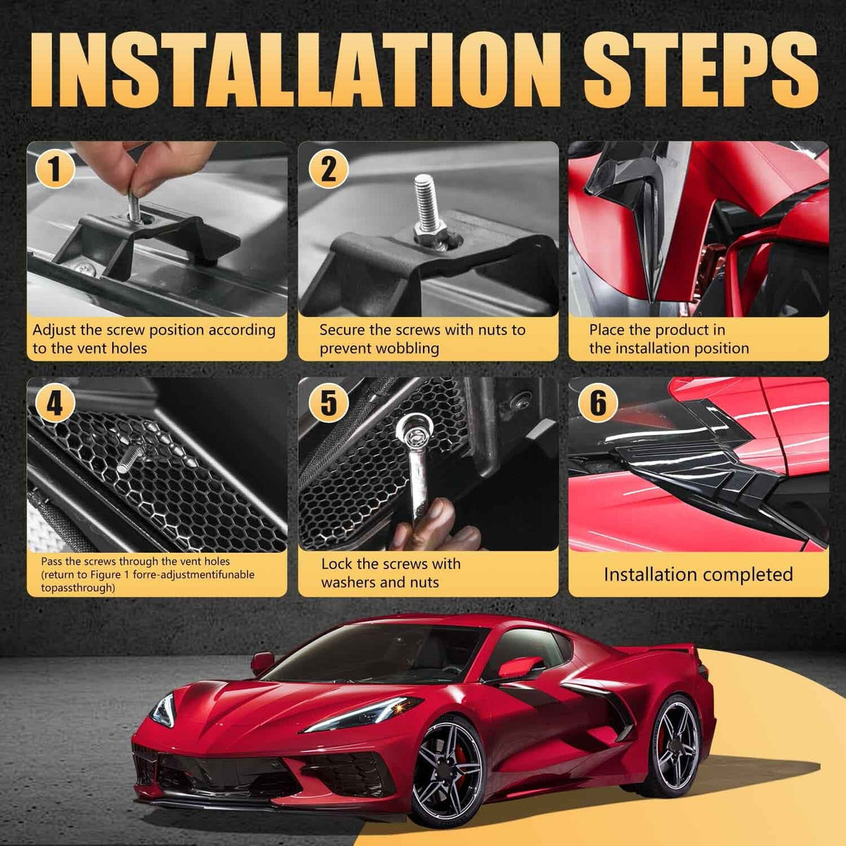 For Corvette C8 Z51 Z06 E-RAY Coupe 2020-2026 Grossy Flash Rear Intake Vent Port