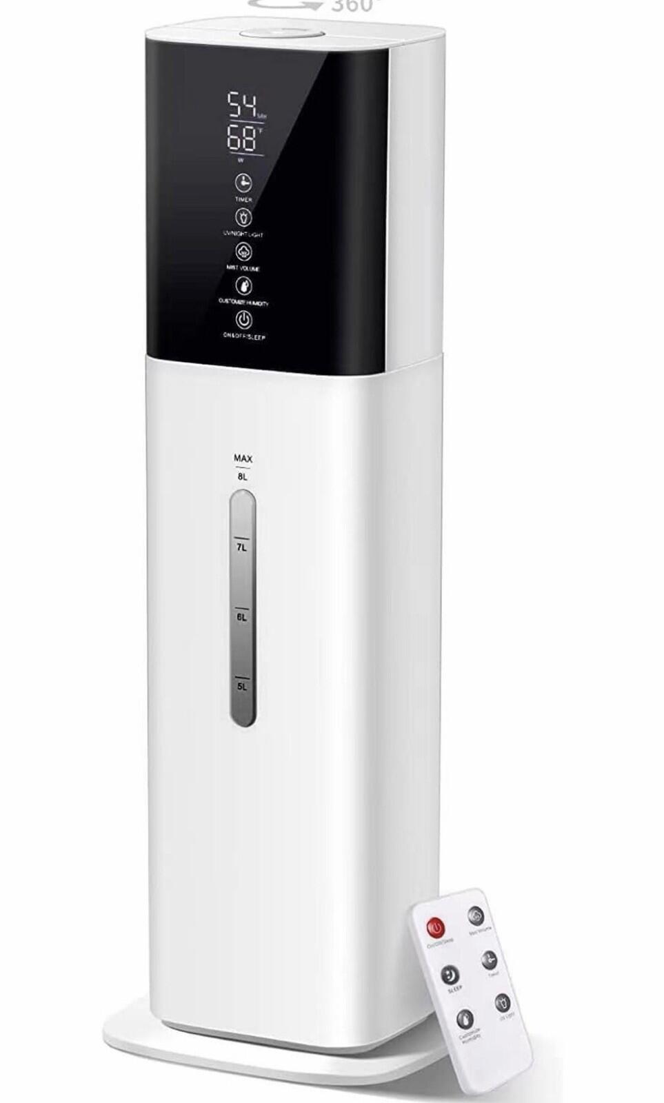 2.11Gal Ultrasonic Cool Mist Humidifier with Timer and Humidistat for Large R...