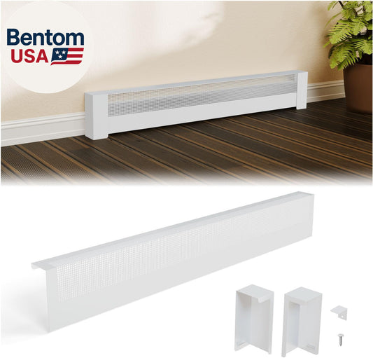 4Ft Galvanized Steel Easy Slip-On Baseboard Heater Cover with Left and Right End