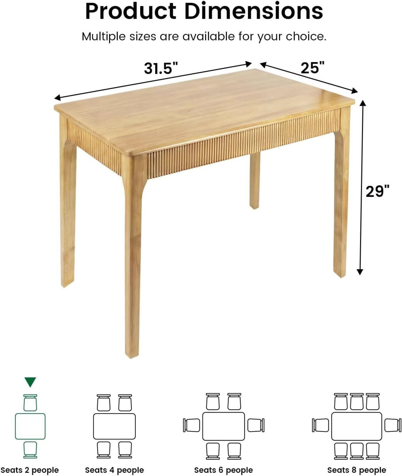31.5" Solid Wood Dining Table for 2 - Modern Farmhouse Design for Small Spaces