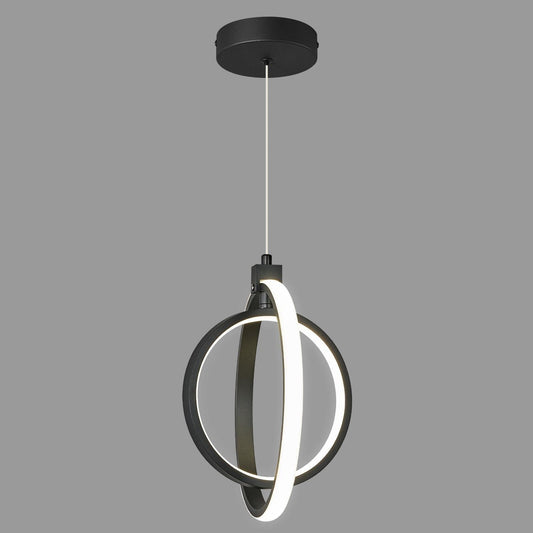 Modern LED Chandelier Black Ring Pendant Light Fixtures 4000K Dimmable Height...