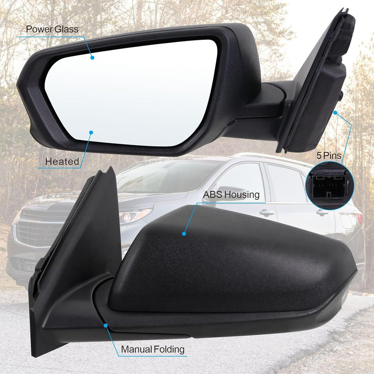 Left Driver Side Mirror Compatible with 2018 2019 2020 2021 2022 2023 2024 Chevy