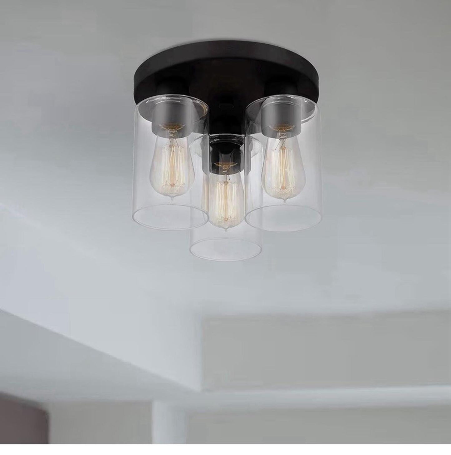 Debo Modern Farmhouse 3-Light Flush Mount Ceiling Light Fixture with Clear