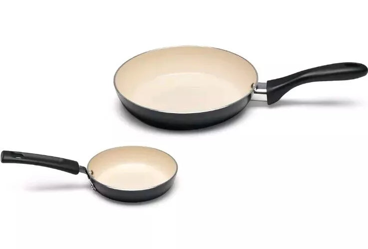 Amazon Basics Ceramic Nonstick Pots and Pans 11 Piece Cookware Set, Black/Cream