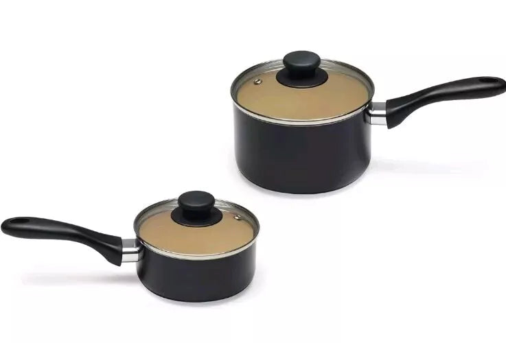 Amazon Basics Ceramic Nonstick Pots and Pans 11 Piece Cookware Set, Black/Cream