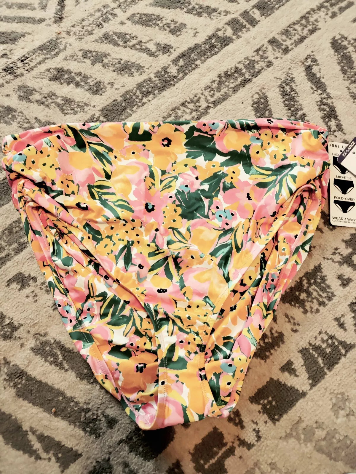 Anne Cole Limited Edition Ladies Convertible High Waist Shirred Swim Bottom XXL