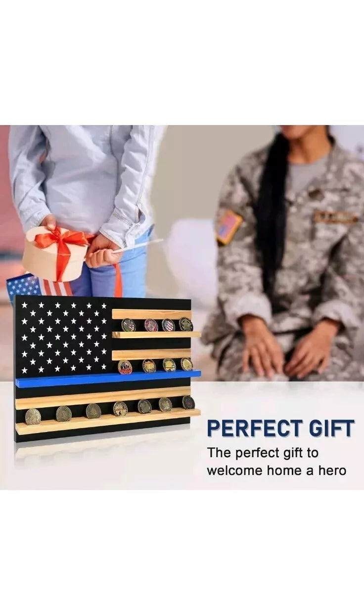 Asmilelndeep Coins American Flag Display Case Holder with Copper Flag Coin