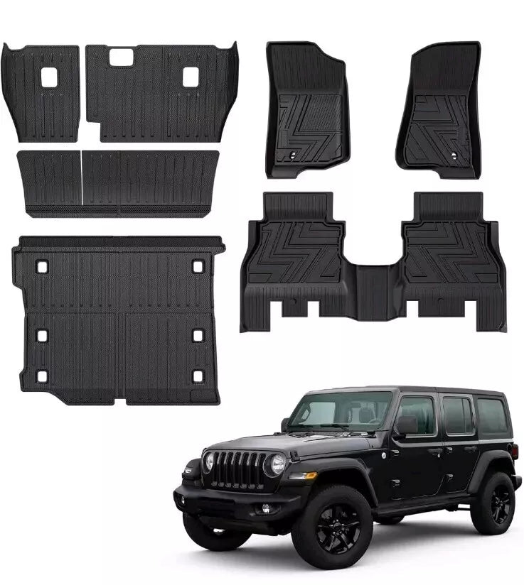 CARESA Floor Mats Cargo Liner Seat Back Cover for 2018-2024 Jeep Wrangler JL Acc
