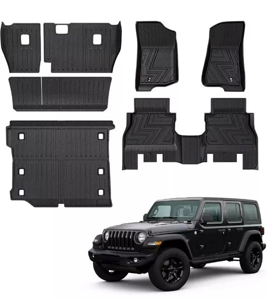 CARESA Floor Mats Cargo Liner Seat Back Cover for 2018-2024 Jeep Wrangler JL Acc