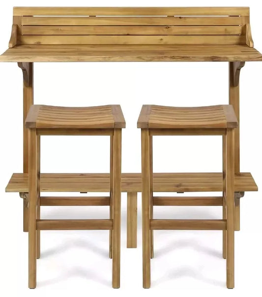 Caribbean 3pc Acacia Wood Patio Bar Set - Natural - Christopher Knight Home