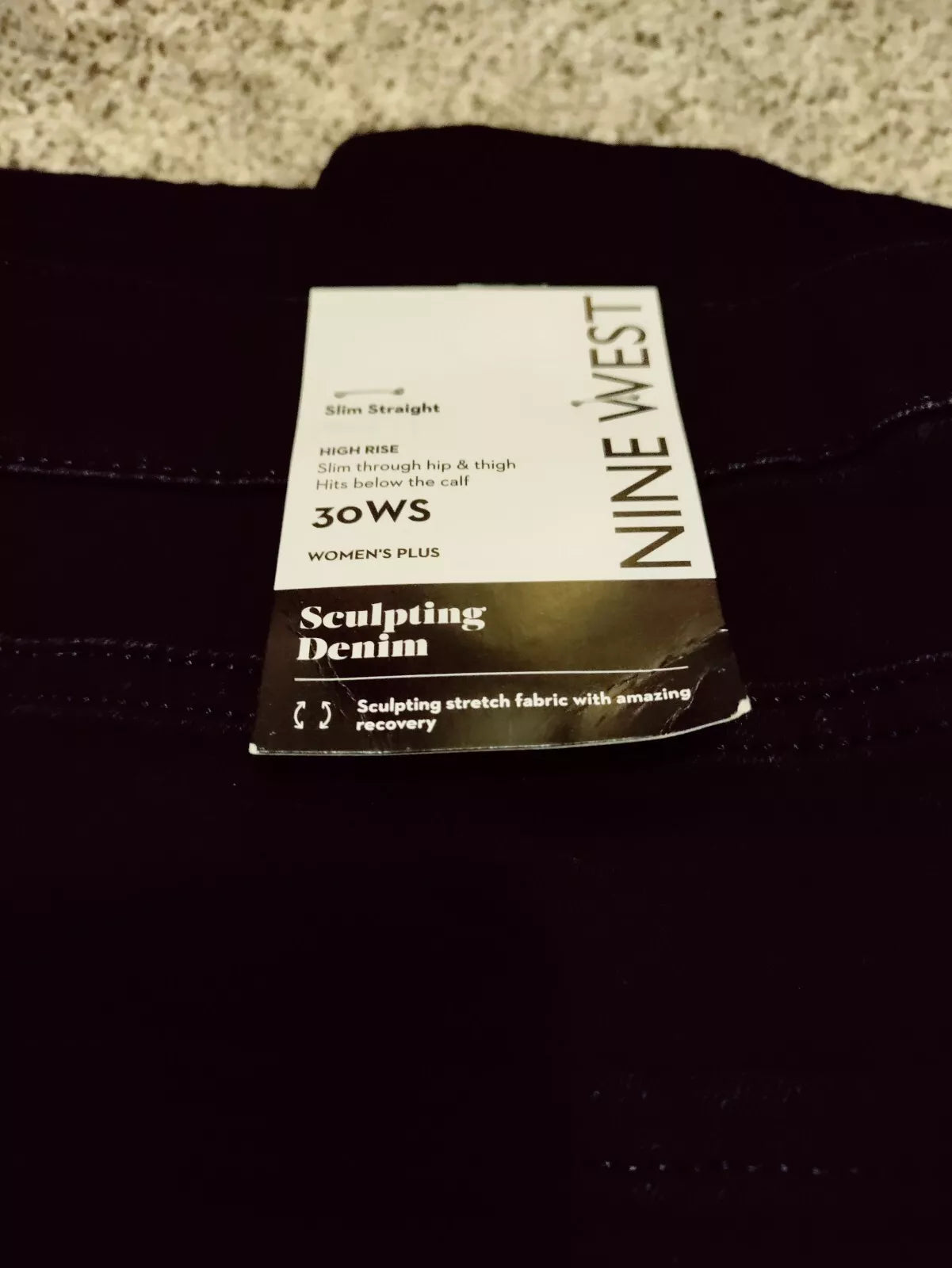 NINE WEST WOMEN'S PETITES  SCULPTING DENIM BLACK JEANS 30W P NEW
