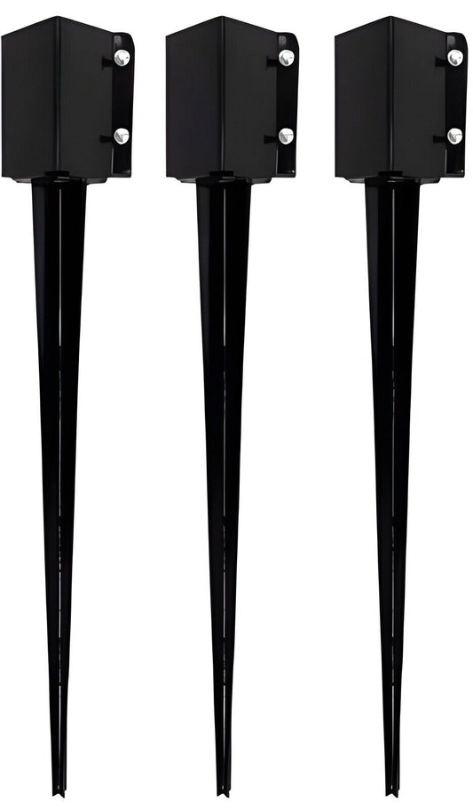 3 Pcs 36 Inch Heavy Duty 4x4 Fence Post Anchor Ground Spike Metal Black