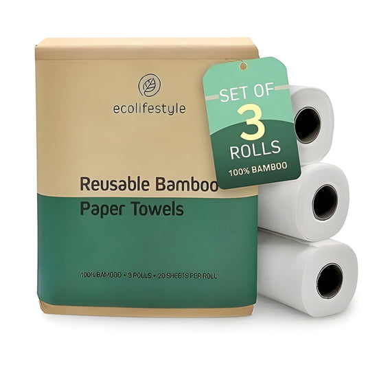 3 Rolls Kitchen + Home Bamboo Paper Towels – Heavy Duty Washable Reusable