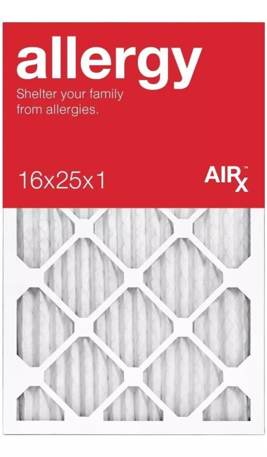 ALLERGY 16X25X1 MERV 11 Pleated Air Filter - Made in the USA - Box of 6