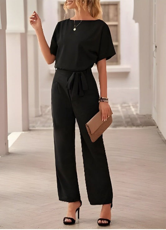 Women One Piece Jumpsuit Short Sleeve Long Romper Medium