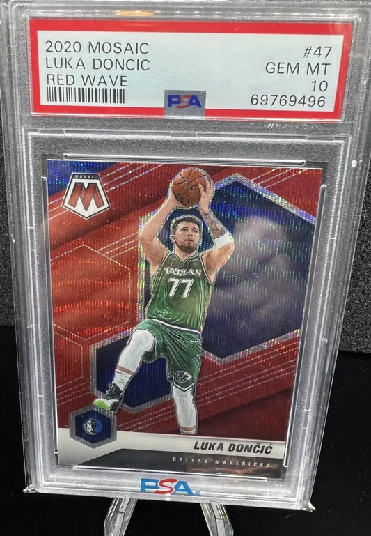 2019-20 Panini Mosaic #47  RED WAVE PRIZM  Luka Doncic PSA 10 LOW POP 36 📈
