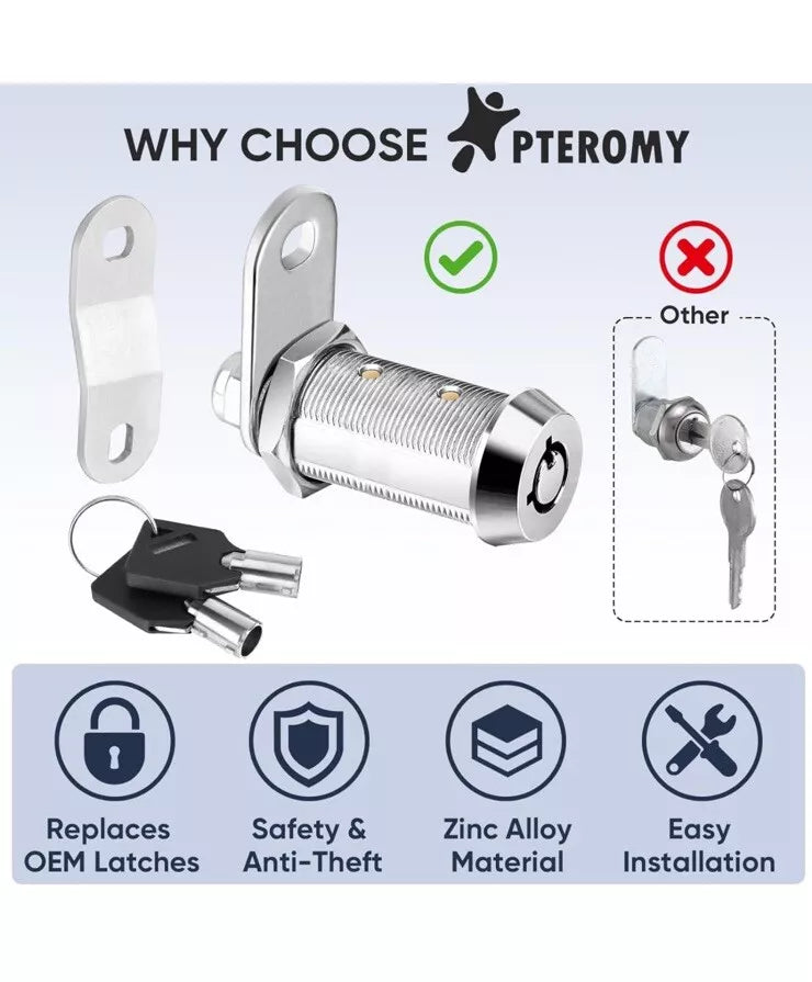 3 Pack RV Compartment Storage Locks 1-1/8 Cabinet Locks with Keys RV Locks f