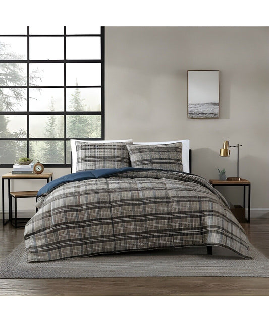 Eddie Bauer Comforter & Sham Sets (Rugged Plaid-Beige Brown) Full/Queen