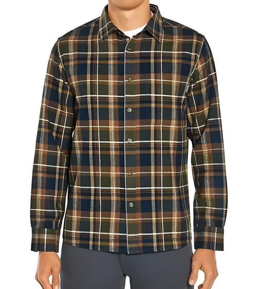 Eddie Bauer Men's Bristol Flannel Shirt Size S Rosin Loden Plaid