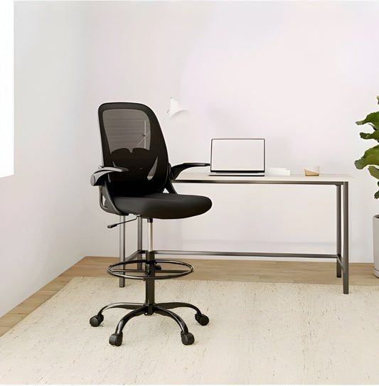 Ergonomic Executive Drafting Chair Tall Home Office Chair With Flip-Up Armrests