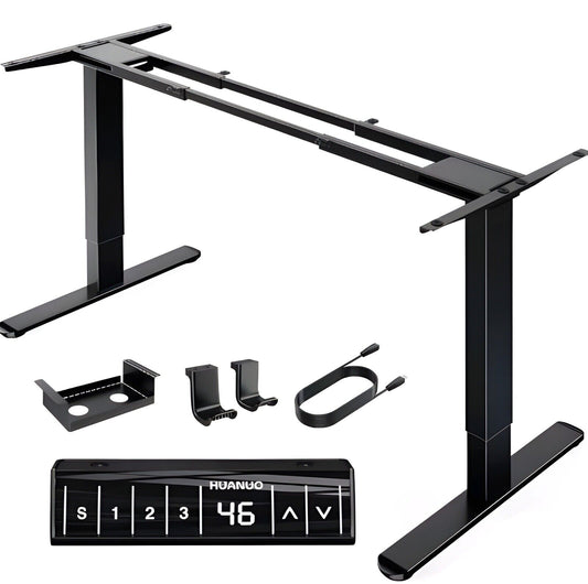 HUANUO 265 lbs Dual Motor Electric Standing Desk Frame, Thick T-Shaped Black