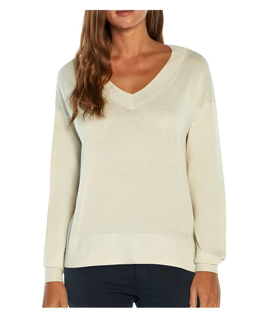 GAP Lightweight Women's V-Neck Sweater Heather Oatmeal XXL Soft Cozy
