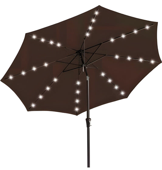 JEAREY Upgrade 12T LED Lighted Patio Umbrella, Solar Outdoor Umbrella, Tilt T...