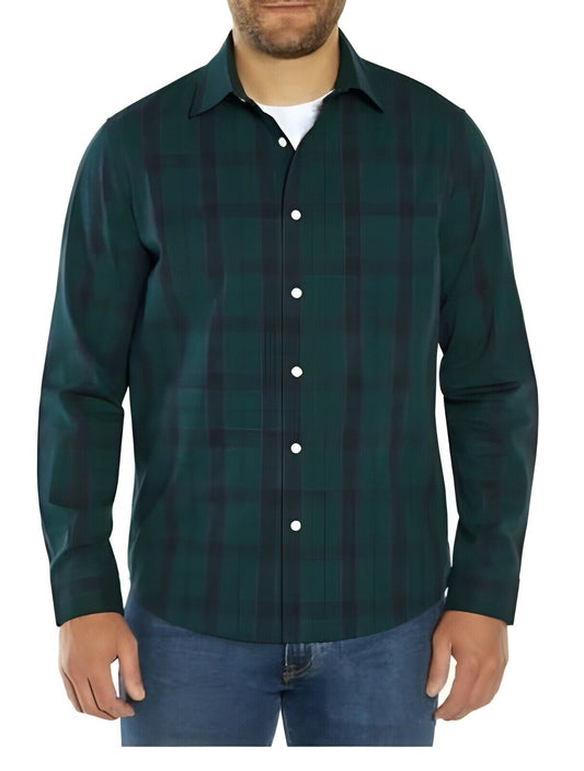 NEW Men's Gap Green Plaid Long Sleeve Woven Shirt  MSRP $59.95