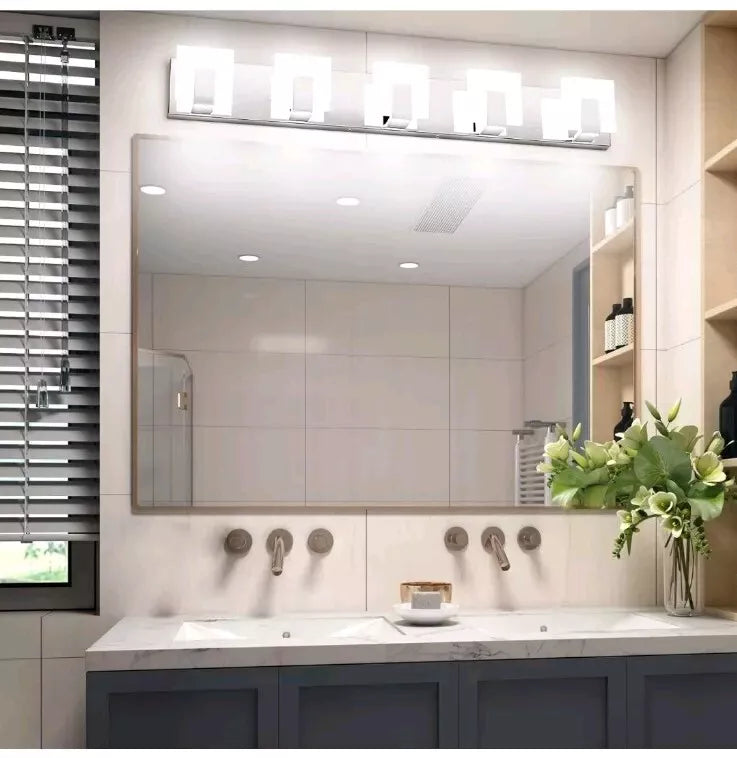 5 Lights Modern Led Bathroom Vanity Light Acrylic Stainless Steel Chrome Up And