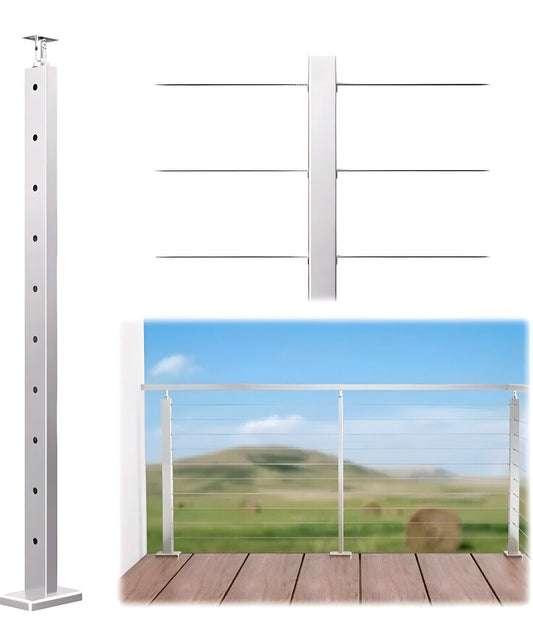 Muzata Intermediate Post Level Drilled 42"X1"X2"(Post Body 40") Stainless Steel