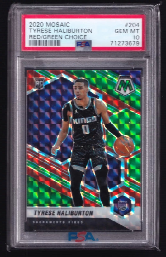 2020 Panini Mosaic #204 Tyrese Haliburton Red/Green Choice PSA 10 LOW POP 65