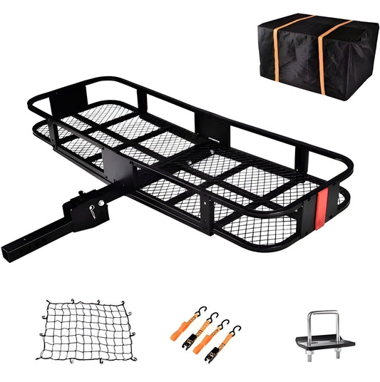 60"X21"X6" Folding Hitch Mount Cargo Carrier - Luggage Basket Rack Fits 2" Recei