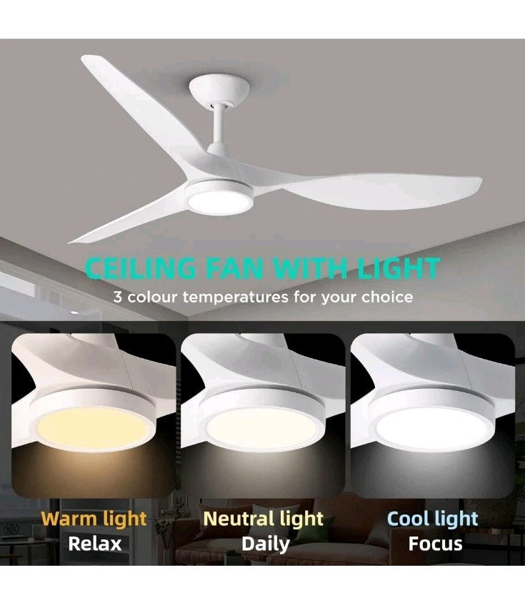 Roomratv Ceiling Fans with Lights,Large Airflow 52inch Modern Ceiling Fan wit...