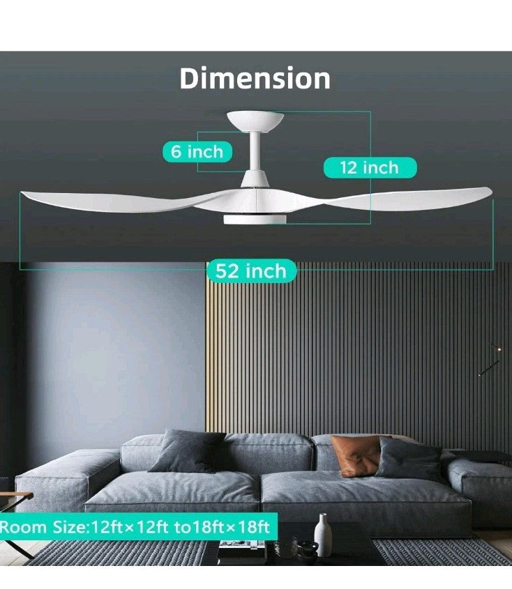 Roomratv Ceiling Fans with Lights,Large Airflow 52inch Modern Ceiling Fan wit...