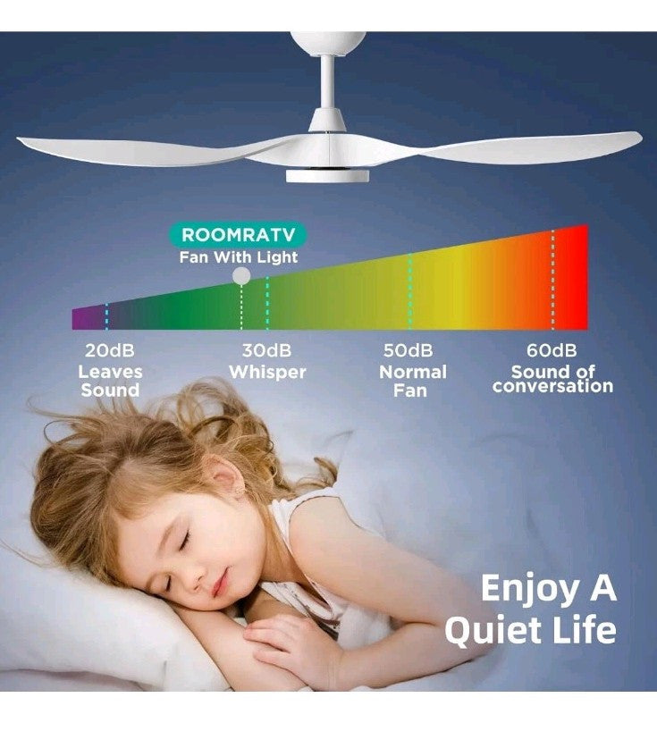 Roomratv Ceiling Fans with Lights,Large Airflow 52inch Modern Ceiling Fan wit...
