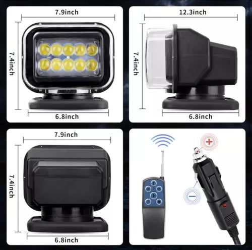 50W Led Search Light for Boat Marine12 V Spot Lightfor Offroad Cars Remote...CP