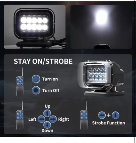 50W Led Search Light for Boat Marine12 V Spot Lightfor Offroad Cars Remote...CP