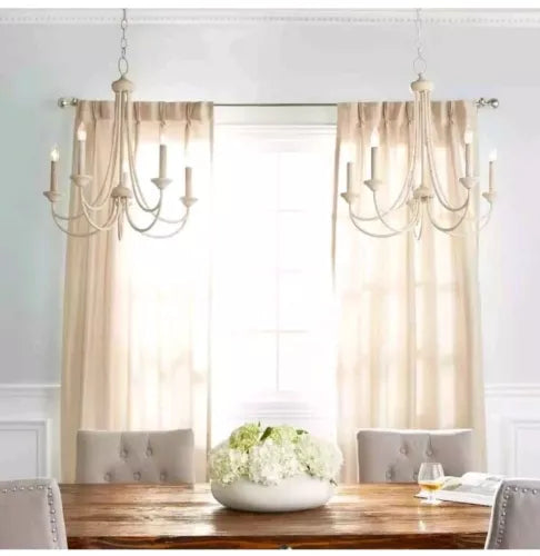 6250-8-70 Traditional Eight Light Chandelier from Brooks Collection in White Fin