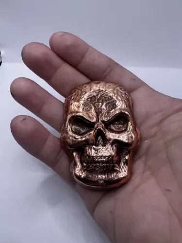 9-11oz Hand Poured & Polished .999 Copper Art Bullion 3D Skull Fast Shipping 💀